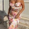 Fashion Vinatge Print Slim Fit Summer Dress Women Backless  Party Sling Dress Woman Sleeveless Elegant Floral Casual Dresses Lady 24153