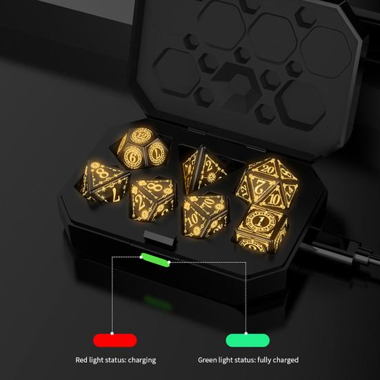 7 шт./компл. светодиодные игральные кости Type-C перезаряжаемые светящиеся многосторонние игральные кости теплое свечение D4