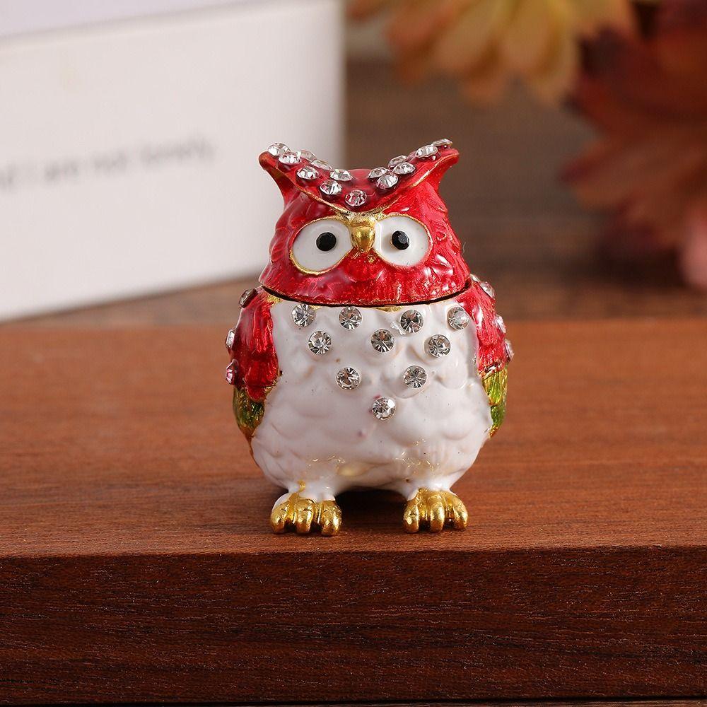 Big Eyes Enamel Jewelry Box Zinc Zinc Zinc Alloy Owl Animal Ornaments Owl Storage Box Small Valuables