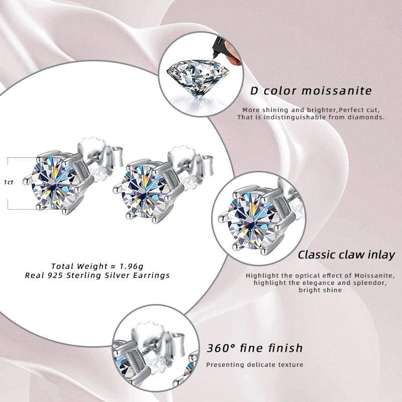 Серебро S925 1 карат с муассанитом для женщин, любовь 100, цветы сливы, сакура, изящные ювелирные изделия, свадебные серьги