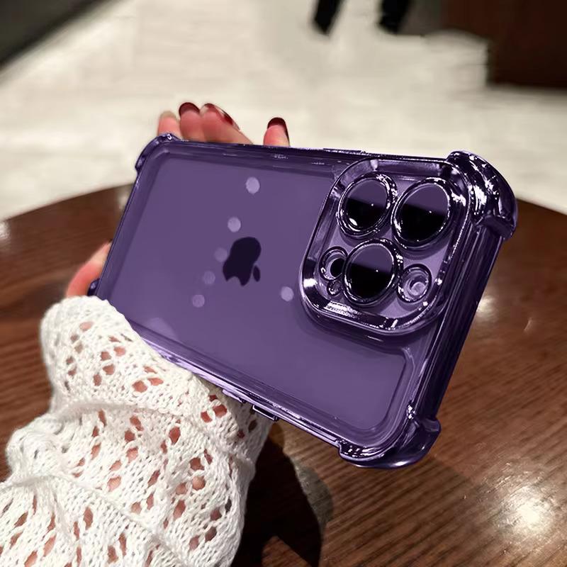 Роскошный фиолетовый прозрачный противоударный чехол для iPhone 14 13 16 15 Pro Max Plus XS XR X с силиконовым мягким покрытием на четырех углах