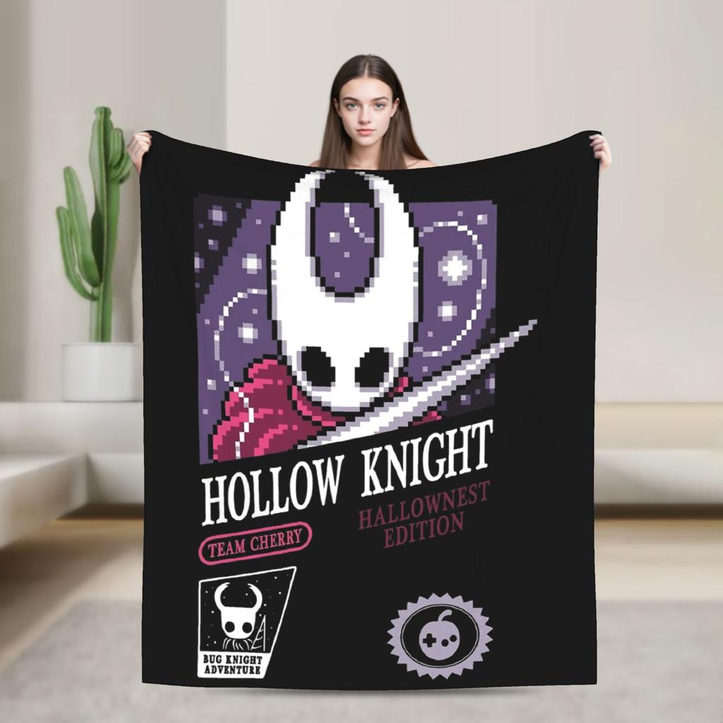 Hollow Knight Silksong Gothic Flannel Throw Fashion Blankets Indie Game for Bedspreads Knitted Fashion Blanket Office Ultra-Soft Multifuncti