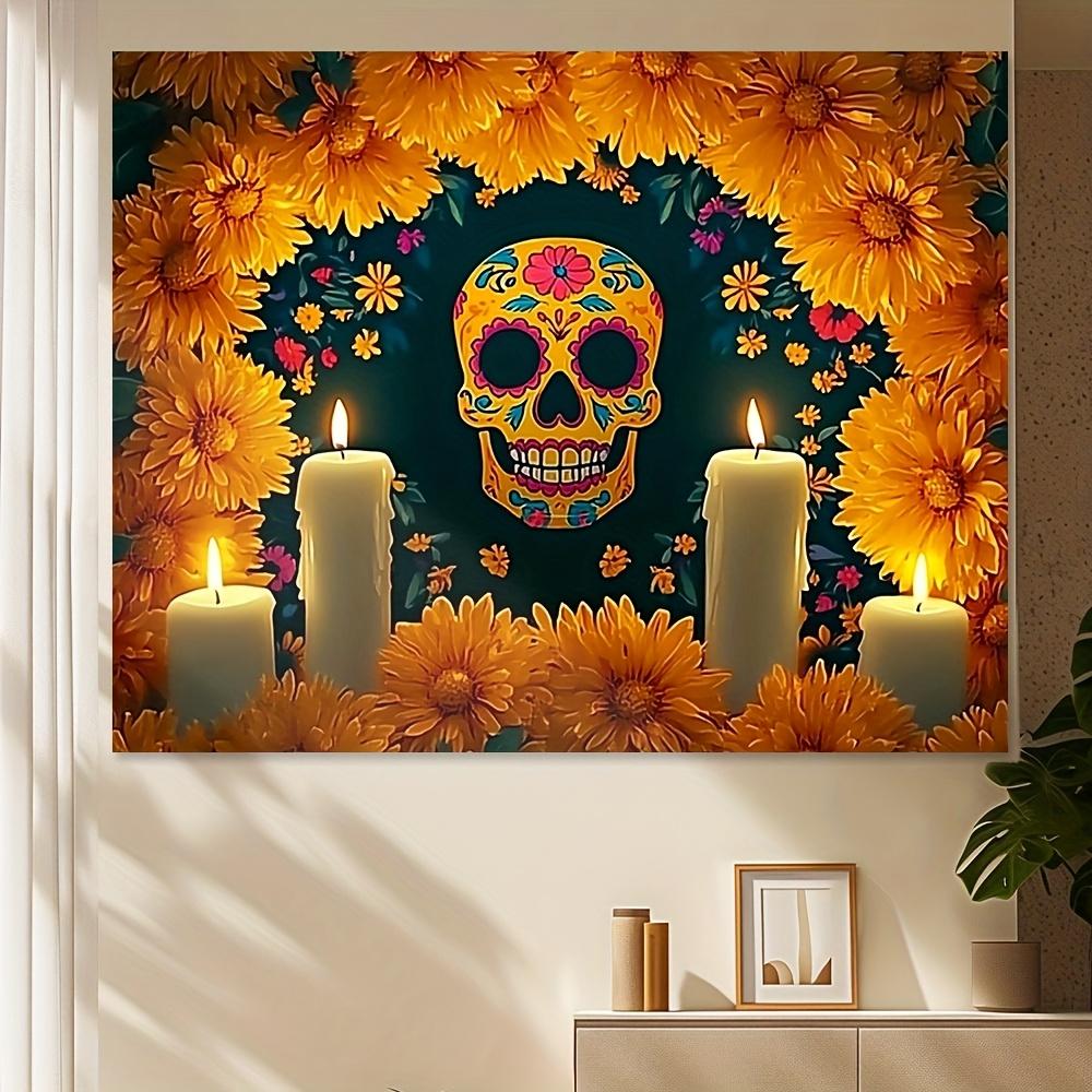 1 piece Death Festival background colorful sugar skull and peanut design polyester party decoration