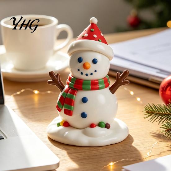 Reusable Christmas Decorations for Home Resin Figurine, Cute Clay Style Santa Snowman Gingerbread Man Decorative Cartoon Statues Statue, Festive