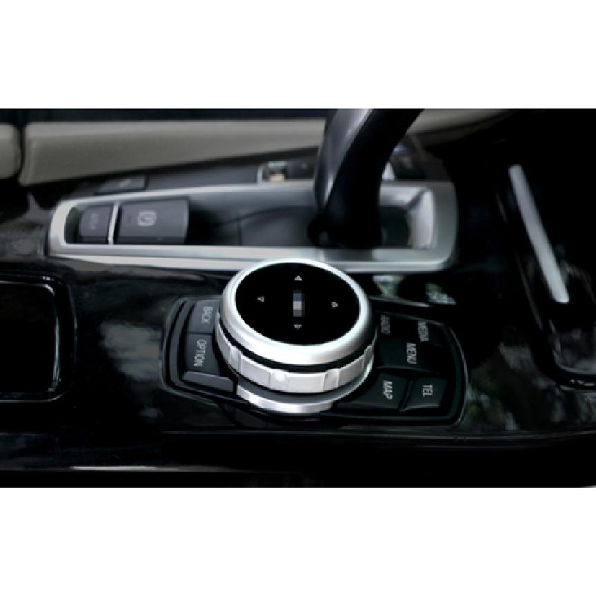 Middle Console Multimedia Knob Cover Fit For BMW X5 X6 2014-2018 Silver Aluminum