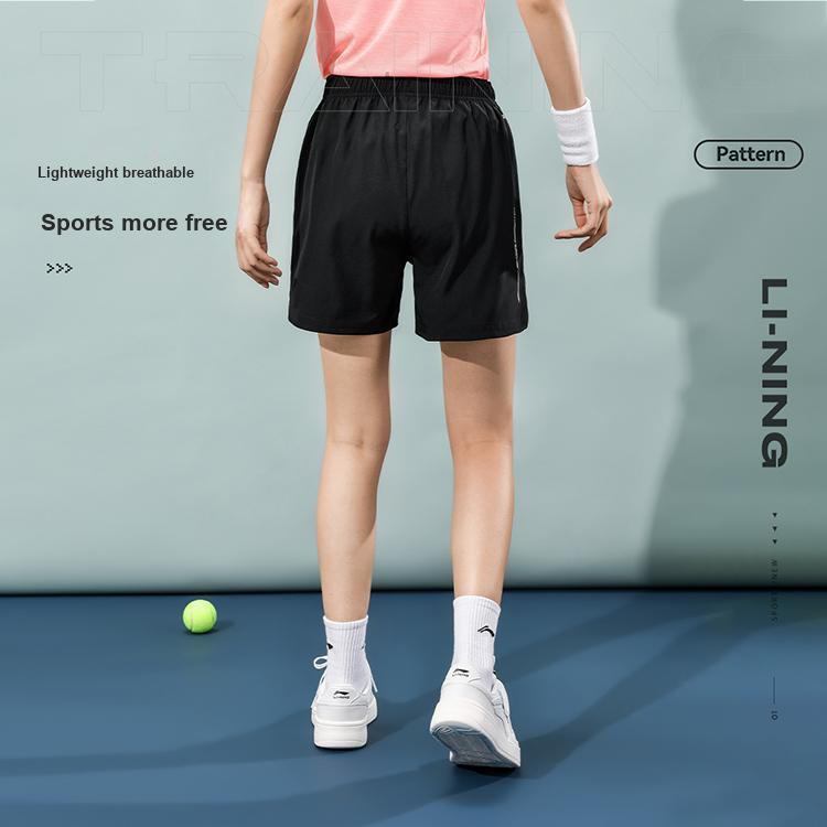 Li-Ning Дышащие легкие спортивные эластичные повседневные шорты со средней талией женские шорты черного цвета AAPU170-1