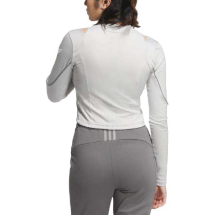 adidas Футболка Aeroready Slim с длинным рукавом, быстросохнущая, спортивная, повседневная, облегающая, женские топы, светло-серый цвет JJ1085