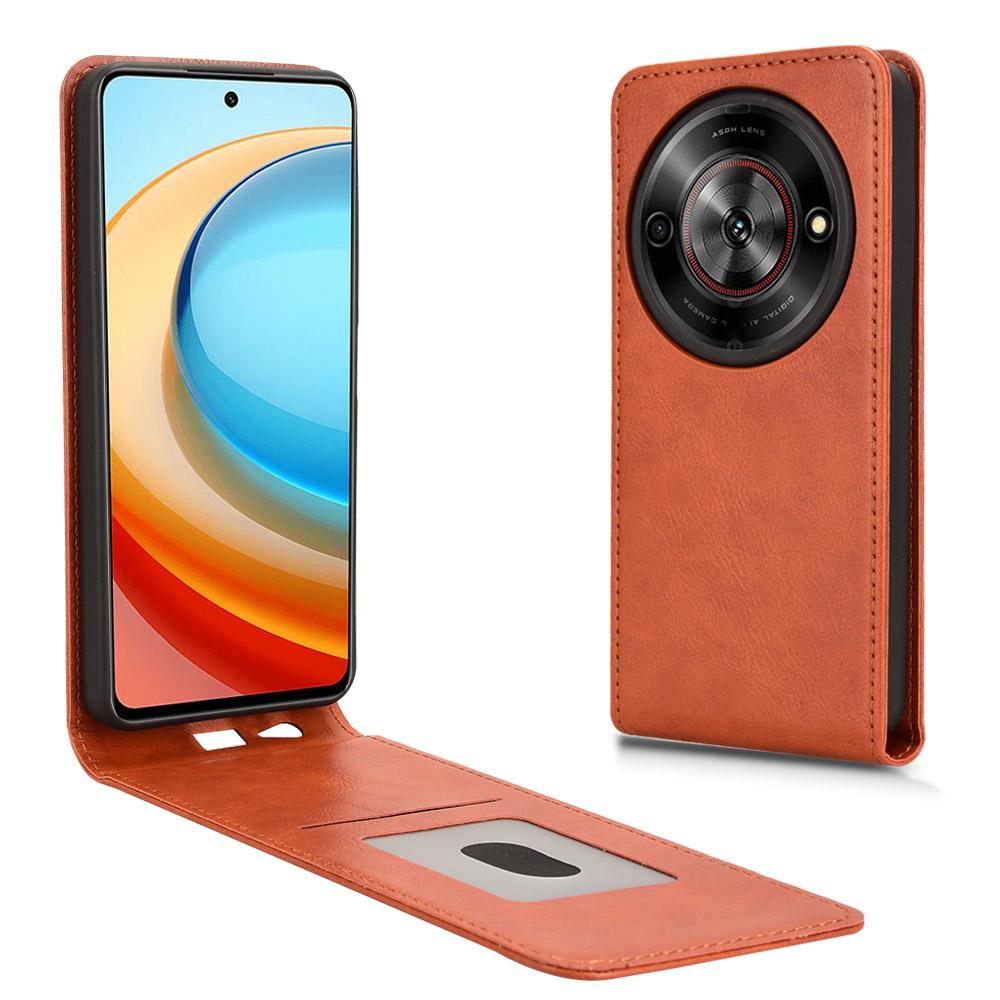 Чехол для телефона для ZTE Blade A75 5G/nubia Focus/nubia Calf 5G Магнитный вертикальный откидной кожаный чехол со слотом для карт