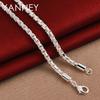 Серебряная цепочка-коробка 925 пробы, 18 дюймов, 4 мм, для мужчин и женщин, модная, хип-хоп, шарм, подарок, ювелирное изделие, свадебная