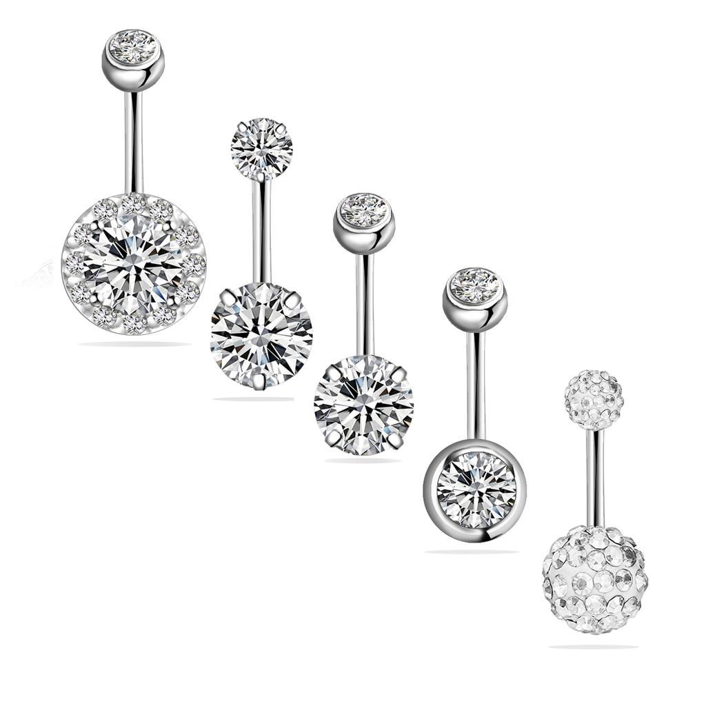 New Arrival 5pcs Navel Ring Set Zircon Navel Navel Navel Buckle Piercing Jewelry