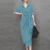 Summer Zanzea Collar Classic Women Casual Half Sleeve Sheath Dress