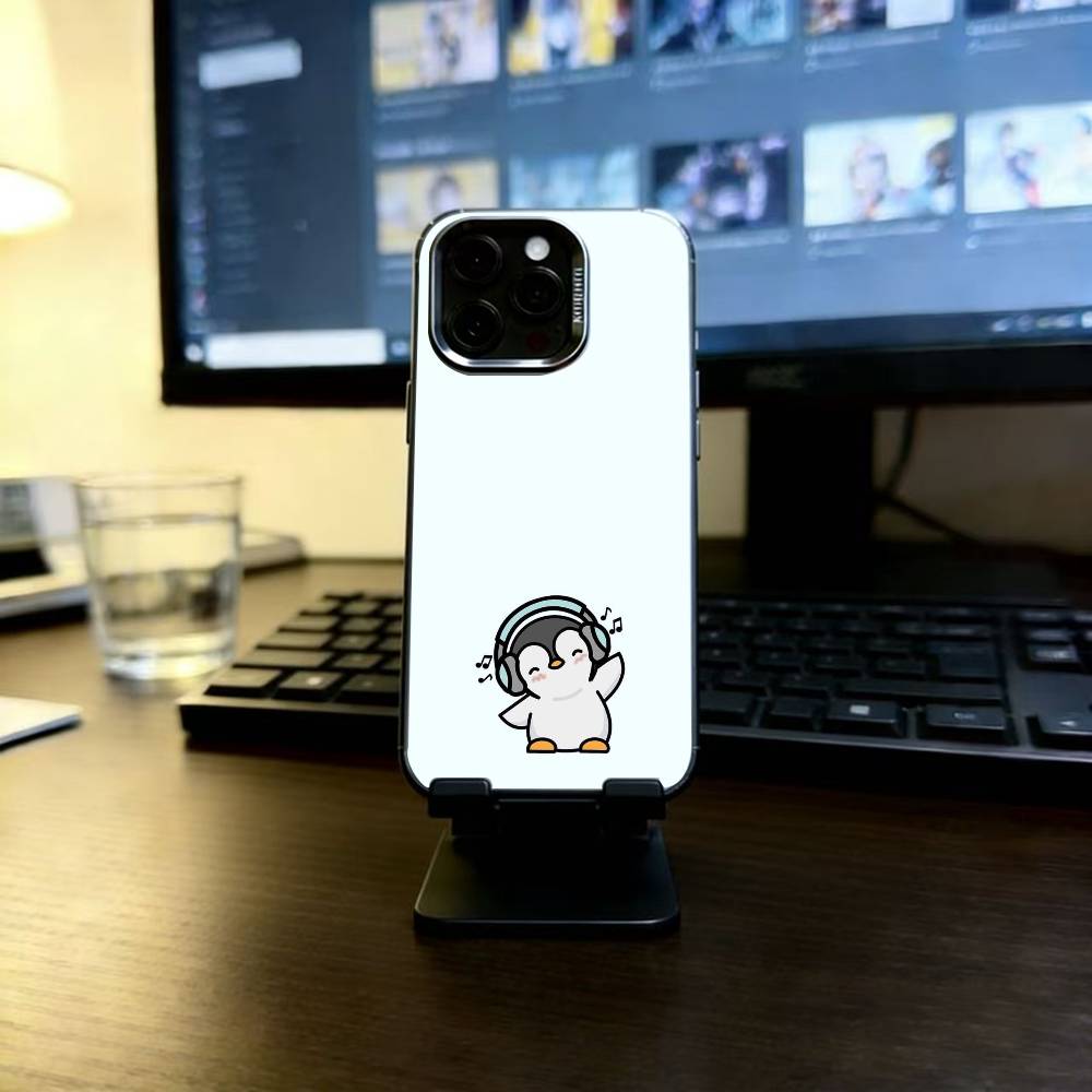 Кавайная милая мультяшная чехол-накладка с пингвином для iPhone 17,16,15,14,13,12,11 Plus,Pro Max,XS,Цветная серебристая внутренняя крышка