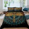 Bohemian Dragonfly Duvet Cover Set King Size Mandala Paisley Bedding Set Purple Tie Dye Iridescent Hippie Polyester Quilt Cover