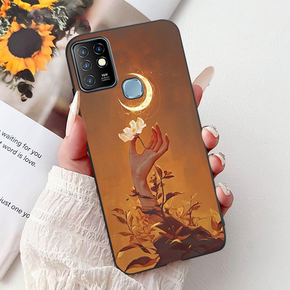 Для Infinix Hot 10 Чехол Силиконовый Милый Кот Модные Цветы Роскошная Расписная Задняя Крышка Для Чехла Телефона Inifnix Hot 10 X682B X682C