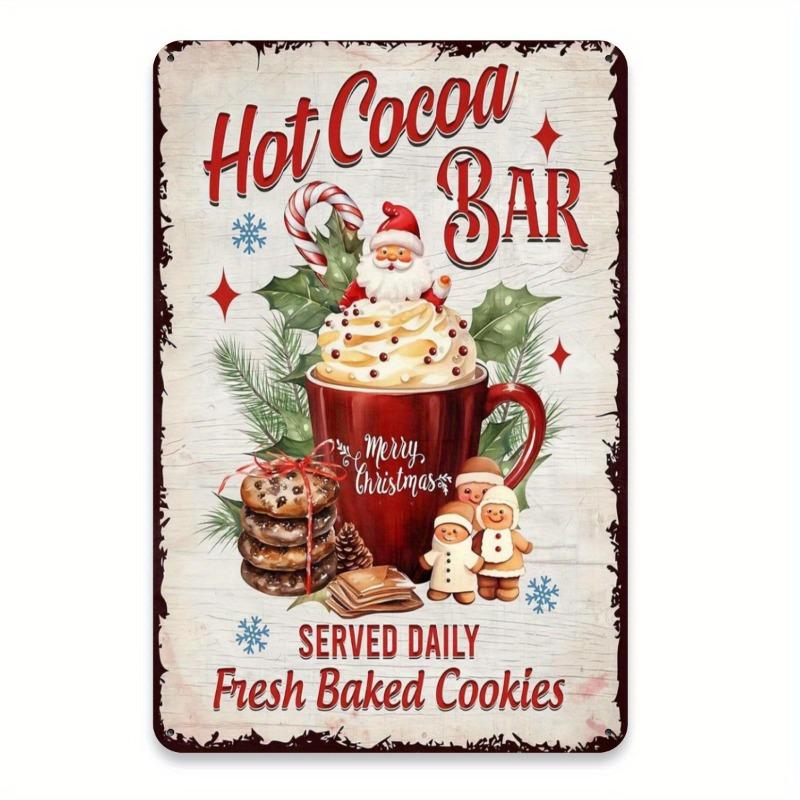 pc Iron Art Christmas Coffee Bar Metal Sign Hot Cocoa Kitchen Wall Decor Holiday Gift for Coffee Lover