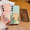 Clear Card Slot Lily Floral Pattern Silicone Soft Case for Samsung S25 S24 S22 Ultra S23 S21 S20 Fe A55 A54 A53 A52 A35 A34 A15 Shockproof Slim Cover