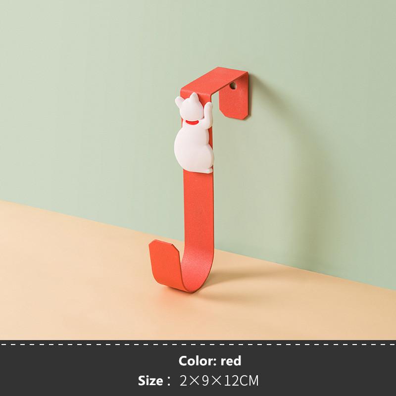 1Pcs Cute Cat Kitchen Cabinet Door Back Hook Free Punching Bathroom Door Back Multifunctional Storage Hook Drawer Robe Hanger