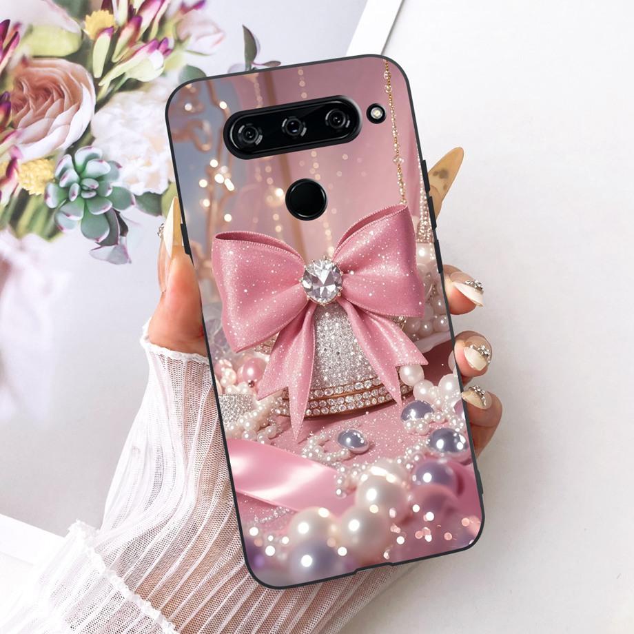 For LG V40 V50s V35 ThinQ LG V8X ThinQ V30 2017 Phone Case Soft TPU Bumper Back Cover Cool Cartoon Luxury Butterfly Flower Funda
