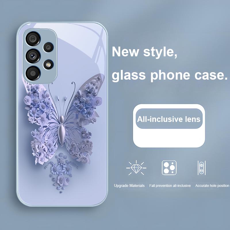 Летающие бабочки Для Samsung Galaxy Note 8 9 S10 Plus S20 S21 FE S23 Ultra A70 72 73 50 51 52 53 Закаленное стекло Чехол для телефона