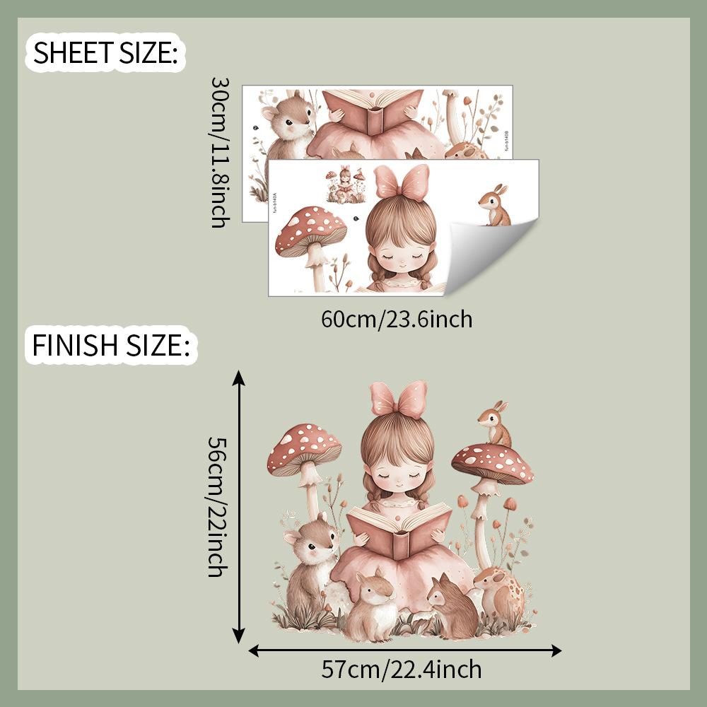 Читающая маленькая девочка Спальня Гостиная Домашний фон Наклейки для стен Декор Съемная Домашняя Художественная Наклейка