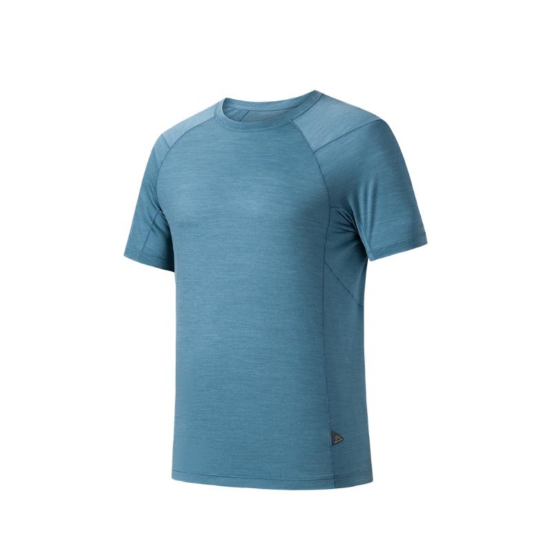 Anta Champion Outdoor Series однотонная круглая горловина удобная влагоотводящая универсальная футболка с коротким рукавом мужские футболки Parrot-Blue 152520115-1