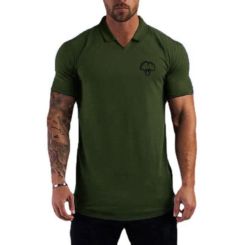 Мужские бодибилдинг, фитнес, тренажерный зал, спортивные летние модные облегающие дышащие хлопковые уличные рубашки с принтом, повседневные рубашки для гольфа