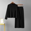 Women's Autumn Loose Fashion Two Piece Set Sweater Solid Color All Match Skirt Sets