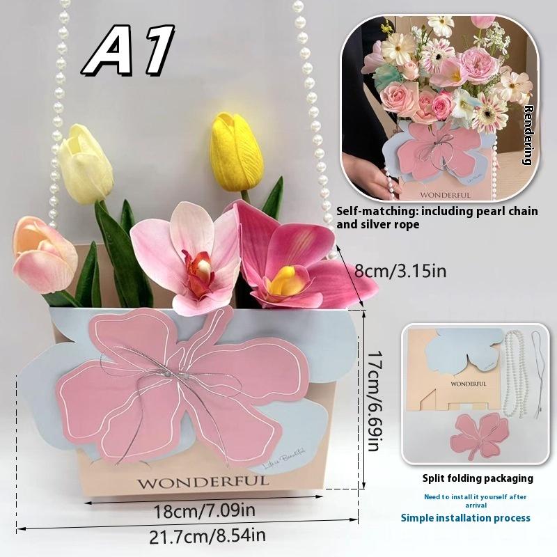 1 шт. Портативная цветочная корзина, упаковка для роз, подарочная коробка для свадьбы, дня рождения, рождественской вечеринки, букета цветов, декора