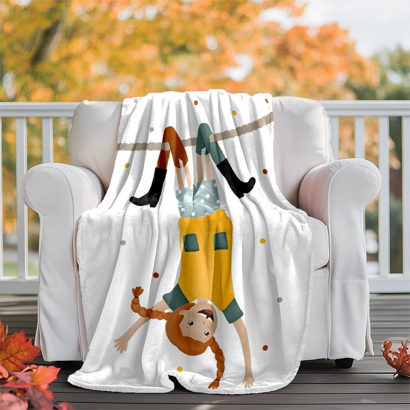 Pippi Longstocking Flannel Blanket Soft Warm All-Season Throw, Design for Camping, Car Travel, Hiking Sofa, Bed, Office Perfect Gift for Parties