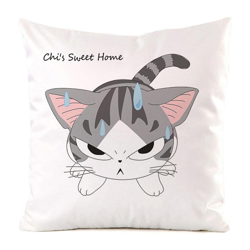 Nordic Minimalist Hand-Painted Cat Digital Printing Short Plush Pillow Covers For Car Sofa Office Cushion Cover Home Goods