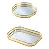 Зеркальные поверхности Органайзер-поднос для туалетного столика для парфюмерии косметики Золотая металлическая рама Украшение столешницы в ванной комнате