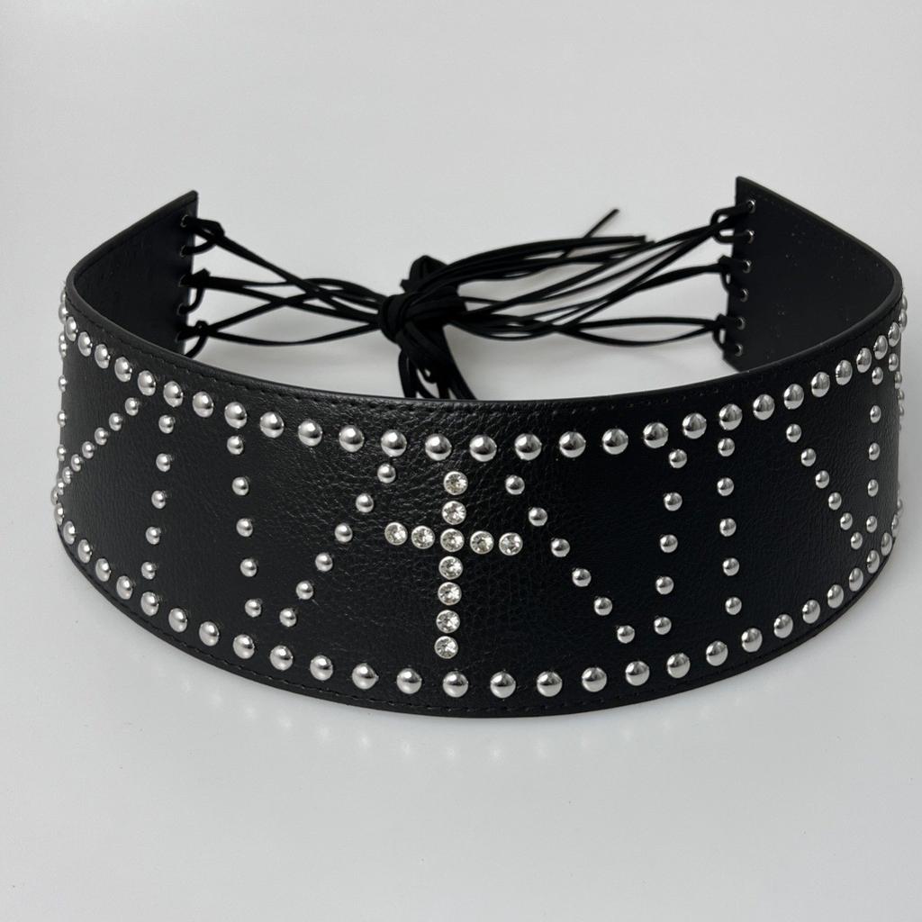 Medieval Spice Girl, Millennium Subculture, Disc Hook, Faux Leather, Retro Riveted, Alloy Belt, Wide Belt