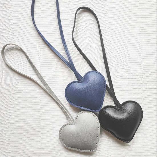 Bag Pendant Heart Shape Imitation Leather Keychain Vibrant Color Bag Decor Charm Bag Car Key Accessory