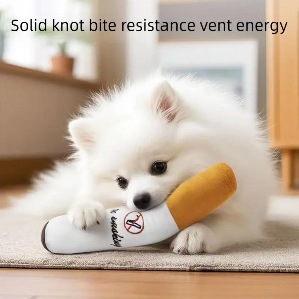 Funny Fake Cigar Plush Toy Interactive Chew Toy With Squeak Sound For Small Large Pets Dogs Puppies Pet Chewing Supplies