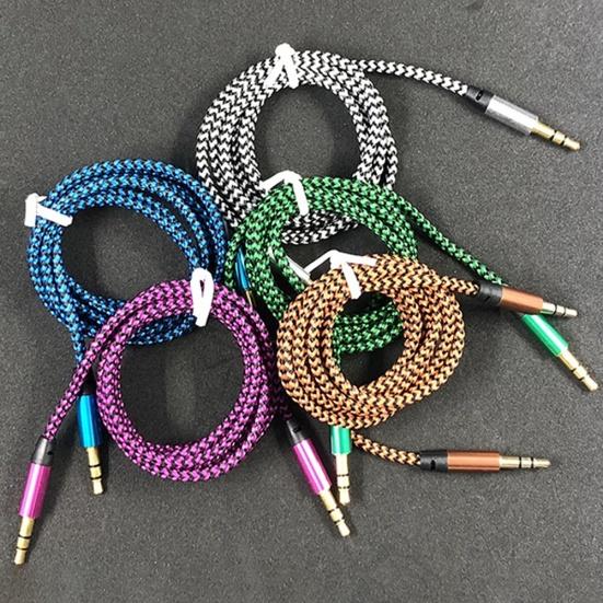 1m Braided 3.5mm AUX Male To Male Stereo Audio Adapter Cable for PC DVD Speaker