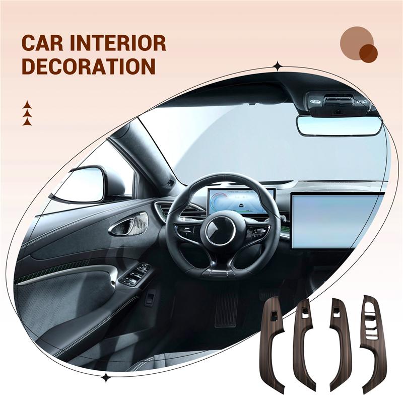 A16P-Car Window Lift Switch Button Cover Interior Door Armrest Trim Panel Wood Grain Color For BYD Seal / BYD ATTO 4
