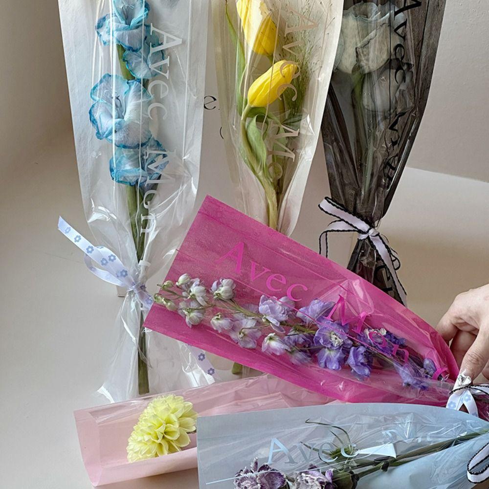 20PCS Waterproof Single Flower Packaging Bag Package Supplies Bouquet Packing Material Mother's Day