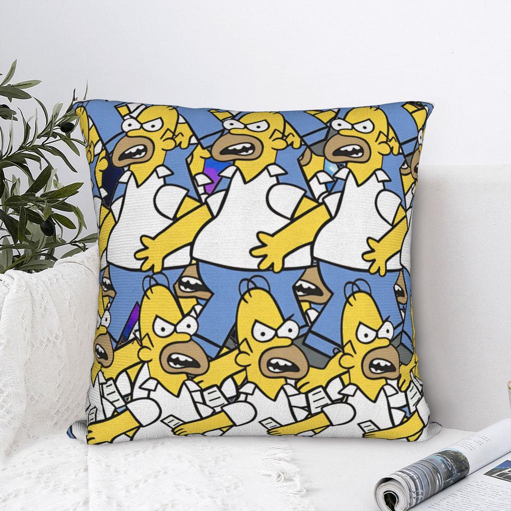 Angry Homer SSimpsons Repeat Pattern Pillow Cover Novelty Pillow Case For Living Room Bed Chair Soft Pillowcases Gift