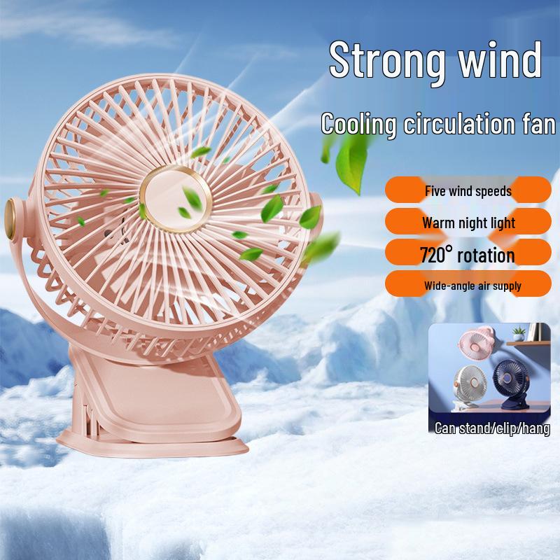 Powerful Wind Clip-On Mini Fan: Rechargeable, Long Battery Life, 3-in-1 Design for Home & Office Circulation F50