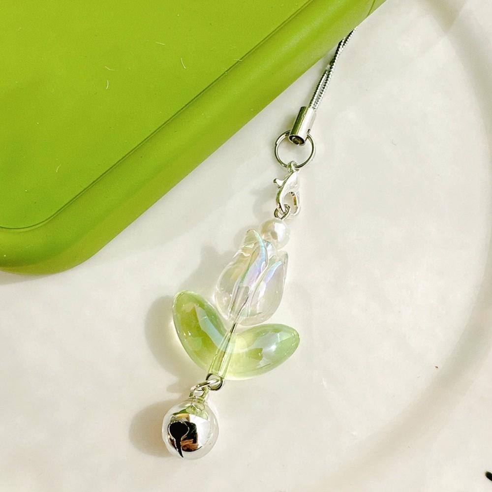 Hanging Cord Mobile Phone Lanyards with Bells Tulips Flower Hangings Pendant Tulip Phone Charm  Bag