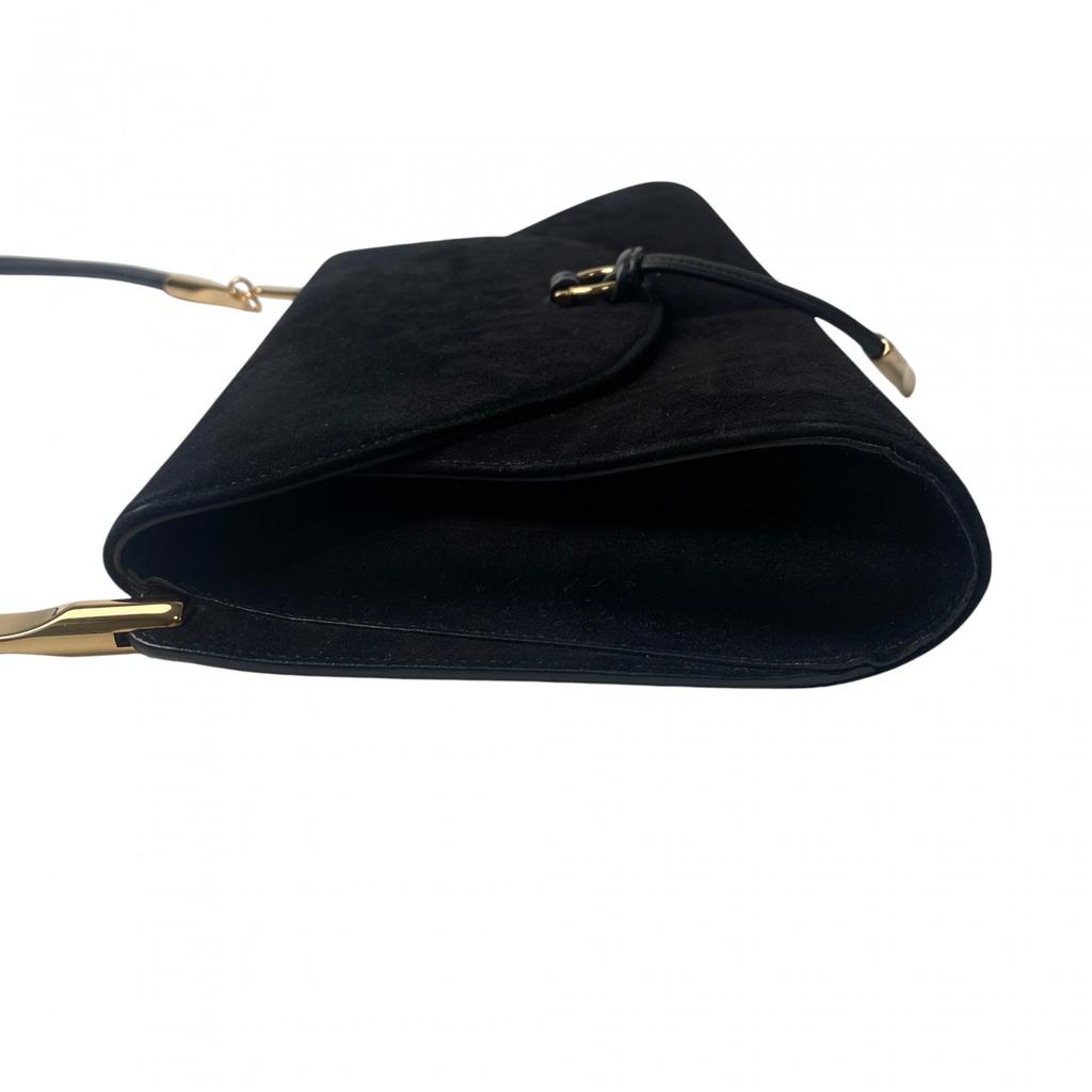 Б/у Сумка на плечо Salvatore Ferragamo черная Замша Женская