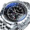 JARAGAR 212 Men's Automatic Mechanical Watch Chronograph Night Light Waterproof Stainless Steel Elegant Business Men's Watches