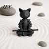 Bay Window Cat Statue 3D Printed Knight Figurine, Meditating Desk Decor with Zen Warrior Pose, Themed Home Minimalist Frosted Animal Sculpture