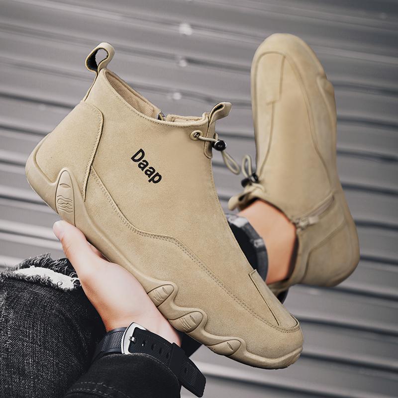 Новые повседневные туфли для мужчин, роскошные мужские ботильоны с круглым носком, легкие туфли для ходьбы, удобные высокие кроссовки для мужчин