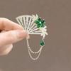 Anti-exposure Pink Peony Flower Brooch Chinese Style Tassel Fan Brooch Jewelry Accessories