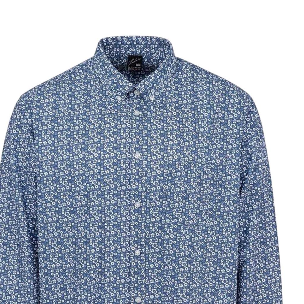 Fabric Mens Floral Poplin Long-Sleeved Shirt