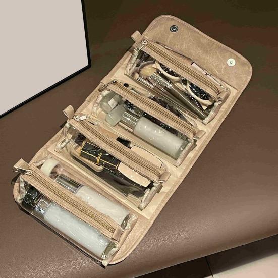 Сворачивающаяся косметичка Дорожная косметичка с 4 съемными прозрачными органайзерами для женщин Кошельки Складная туалетная