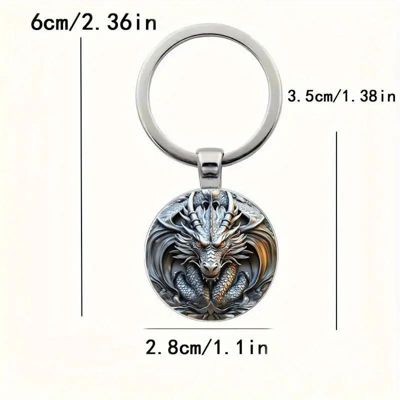 Брелок в виде головы серебряного дракона, сплав, круглый сувенир для особых случаев и подарков