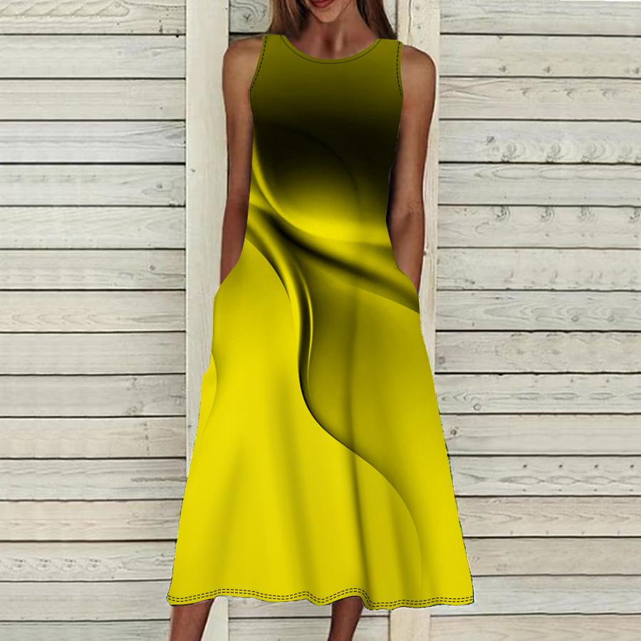 Летнее модное сексуальное платье без рукавов, мягкое повседневное платье из 3D шелковистого шелка с принтом, платье на бретельках без рукавов, летнее платье на подтяжках