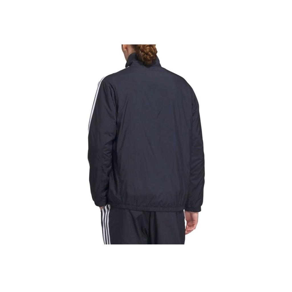 Adidas Куртка с тремя полосками и логотипом, застегивающаяся на молнию, воротник-стойка, спортивная куртка в стиле ретро, мужская куртка темно-синего цвета IK7336